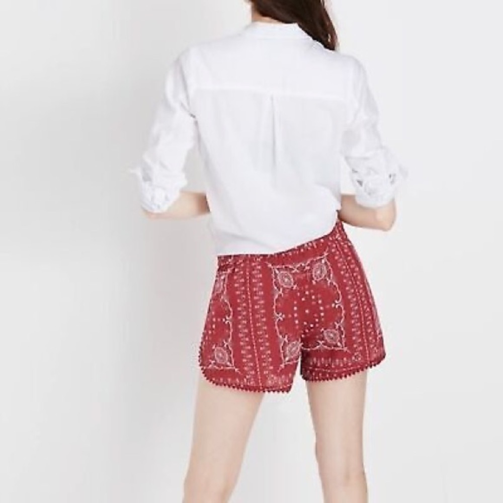 Madewell Red Paisley High Waist Shorts - Picture 2 of 6